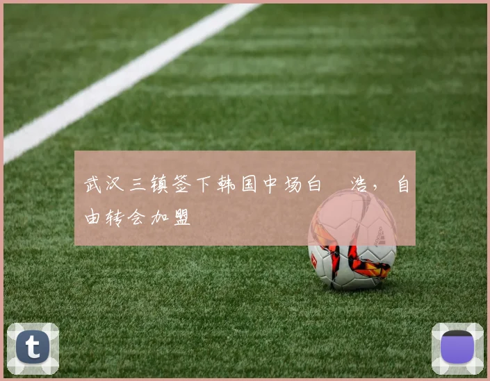 武汉三镇签下韩国中场白昇浩，自由转会加盟
